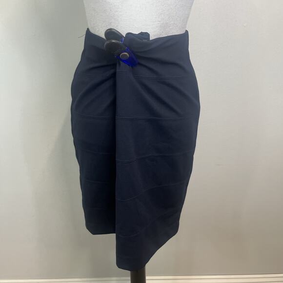 Alfani Skirt size Medium Navy Blue Straight Pencil Knee Stretch No Slit Career - Picture 5 of 6